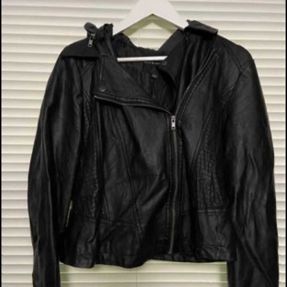 Rock & Republic Faux Leather Jacket w/Hood
